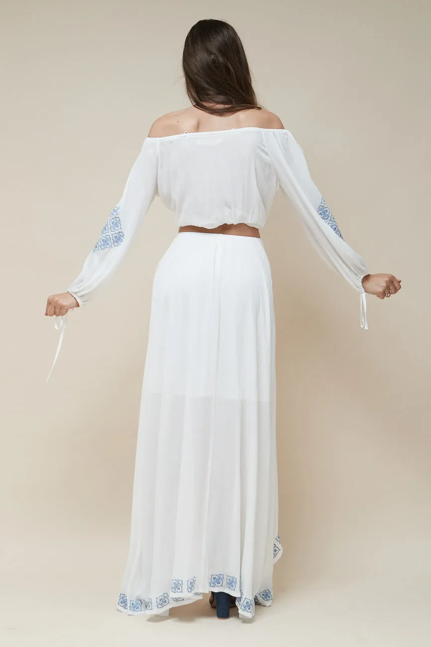 Mykonos Embroidered Maxi Skirt