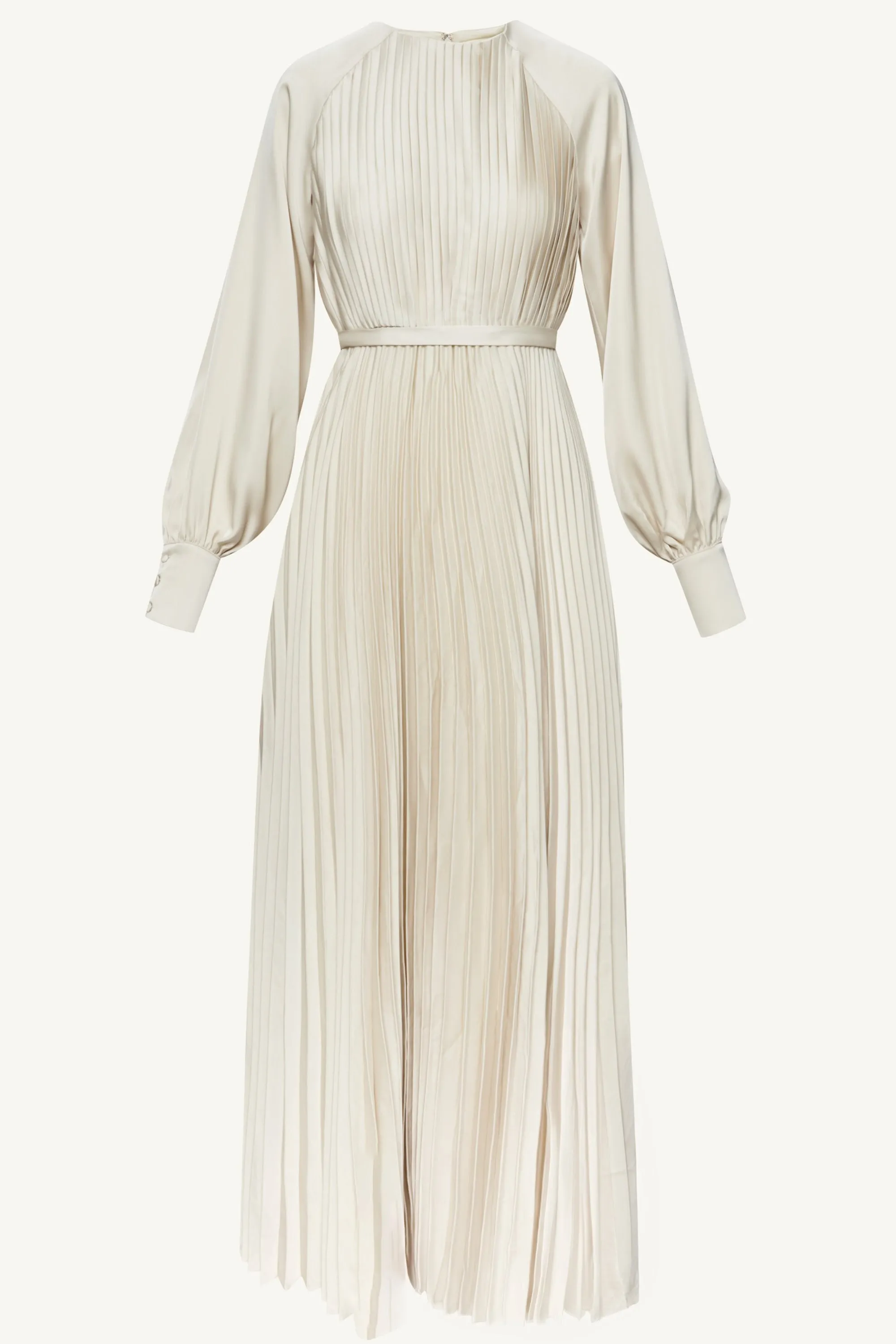 Nadira Satin Pleated Maxi Dress - Pearl