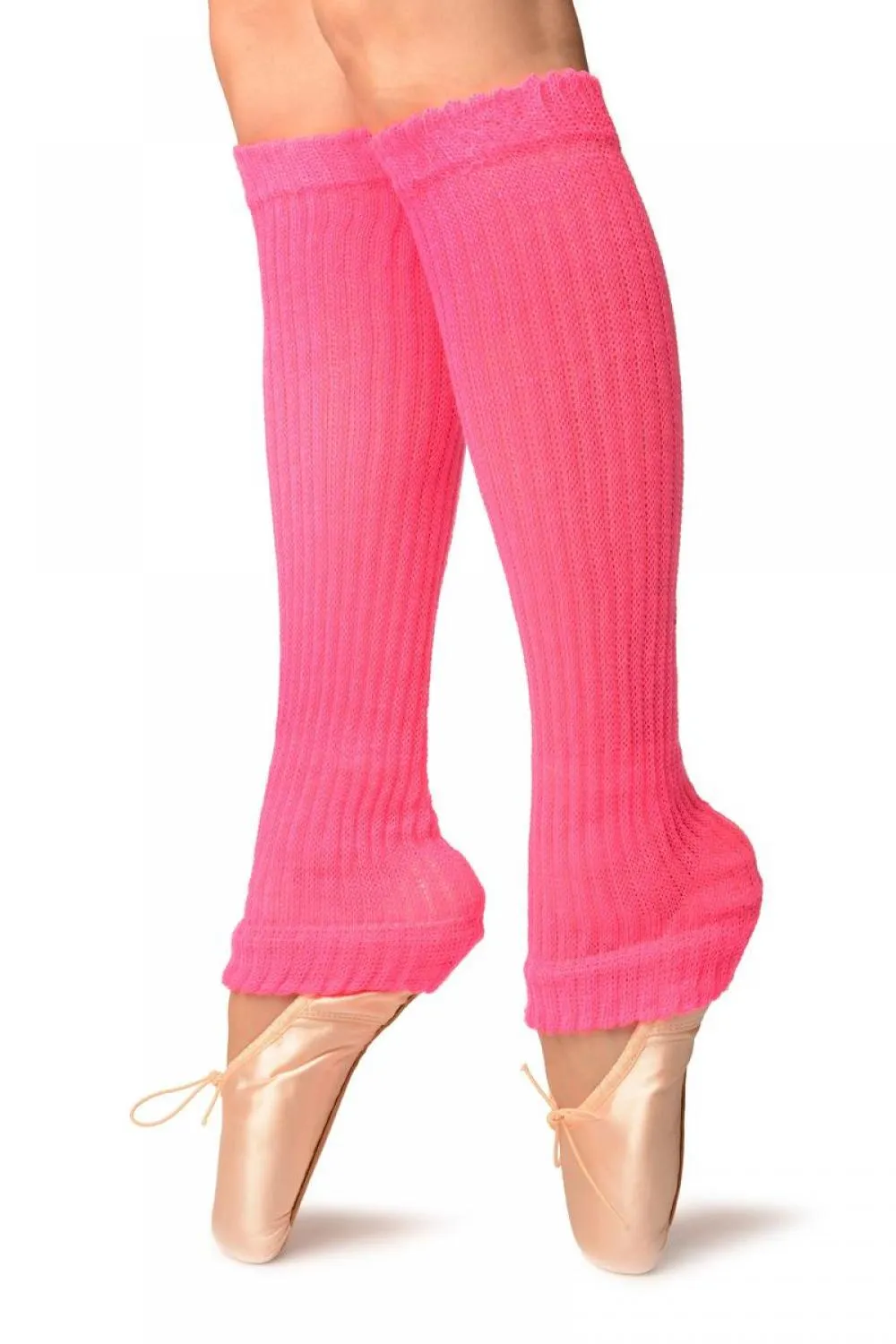 Neon Pink Double Rib Stitch Dance/Ballet Leg Warmers