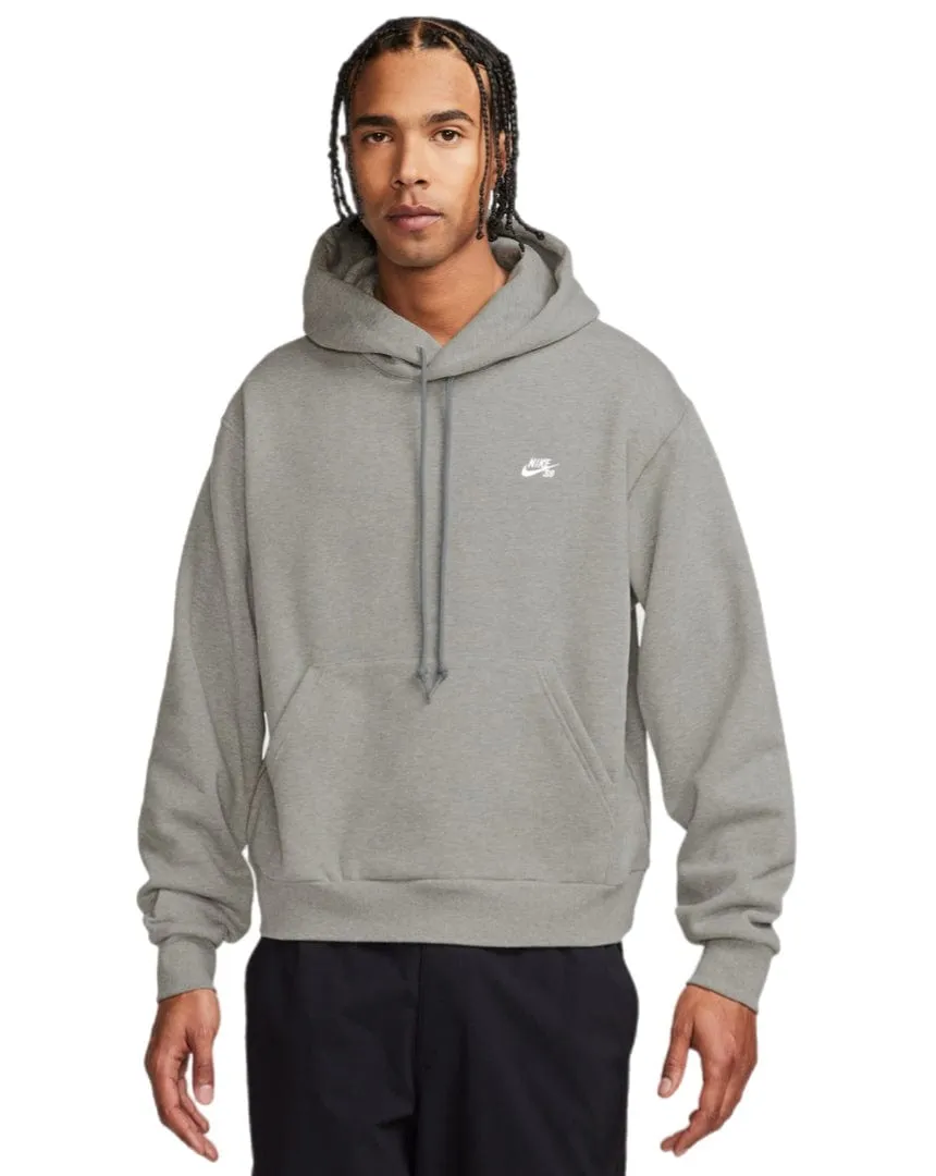 Nike SB Fleece Pullover Hoodie Essential Logo - Dk Grey Heather / White