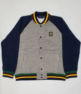 Nwt Polo Ralph Lauren Grey/Navy  Uni Crest Fleece Jacket