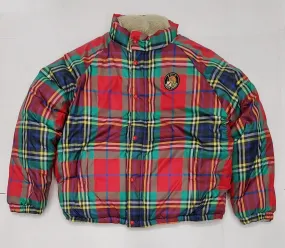 Nwt Polo Ralph Lauren Reversible Plaid/Cookie Fleece Down Jacket