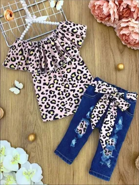 On The Prowl Leopard Patched Denim Set