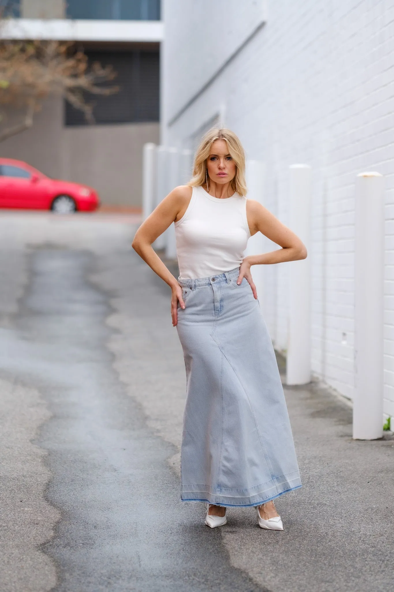 ORA Denim Maxi Skirt