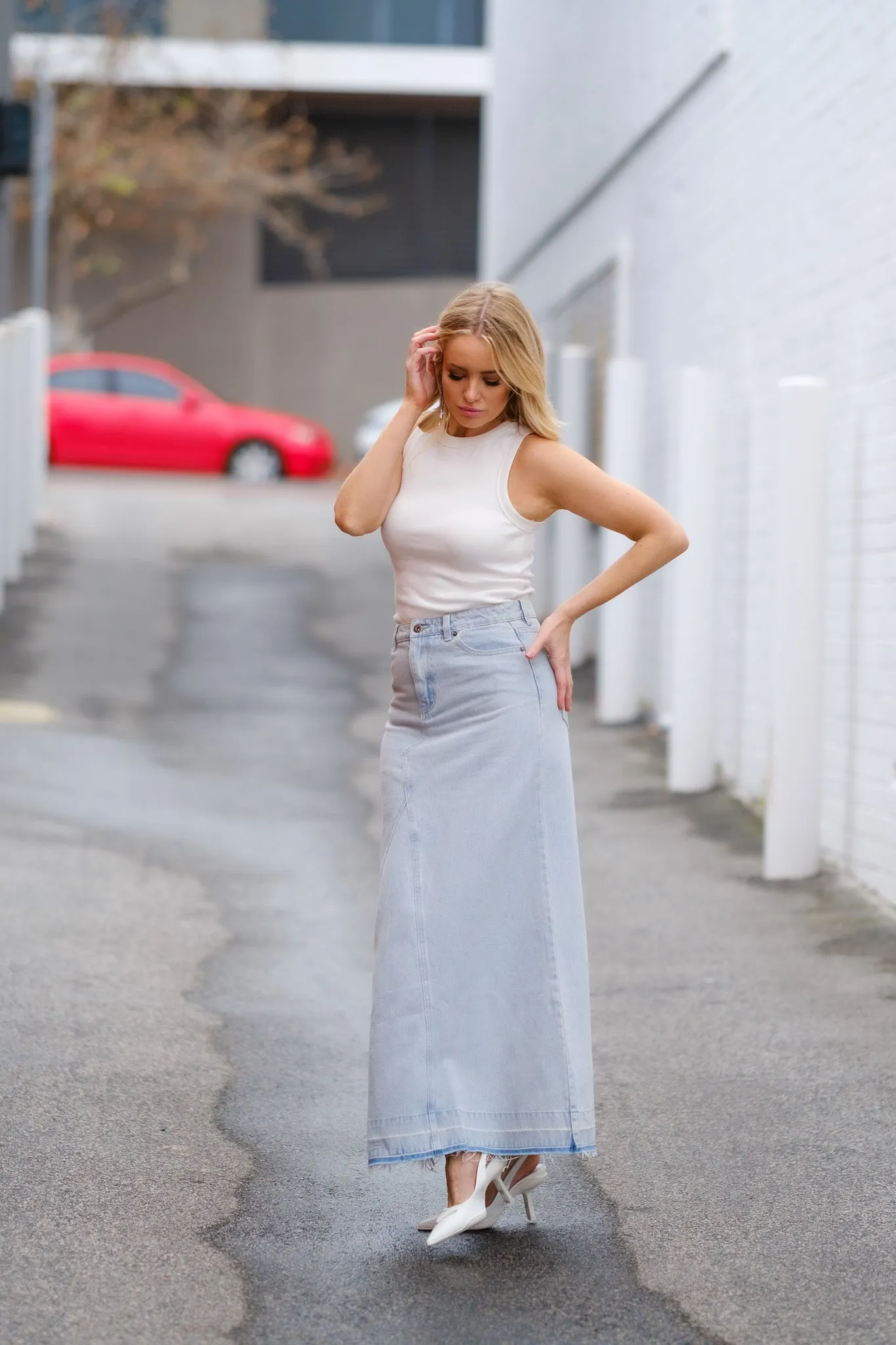 ORA Denim Maxi Skirt