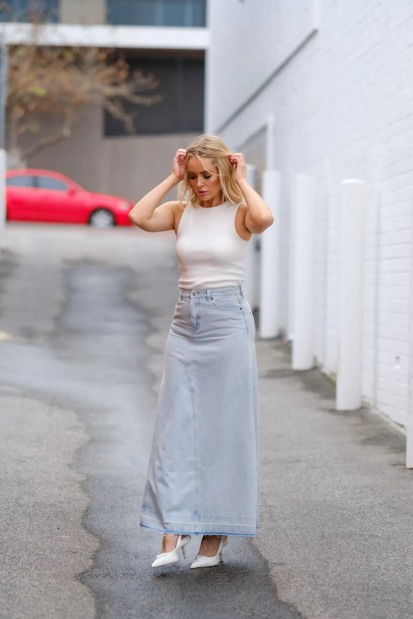 ORA Denim Maxi Skirt