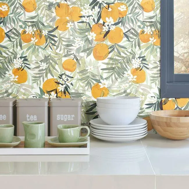 Orange Blossom Peel and Stick Wallpaper