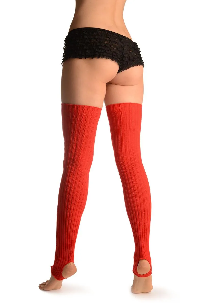 Orange Red Stirrup Dance/Ballet Leg Warmers