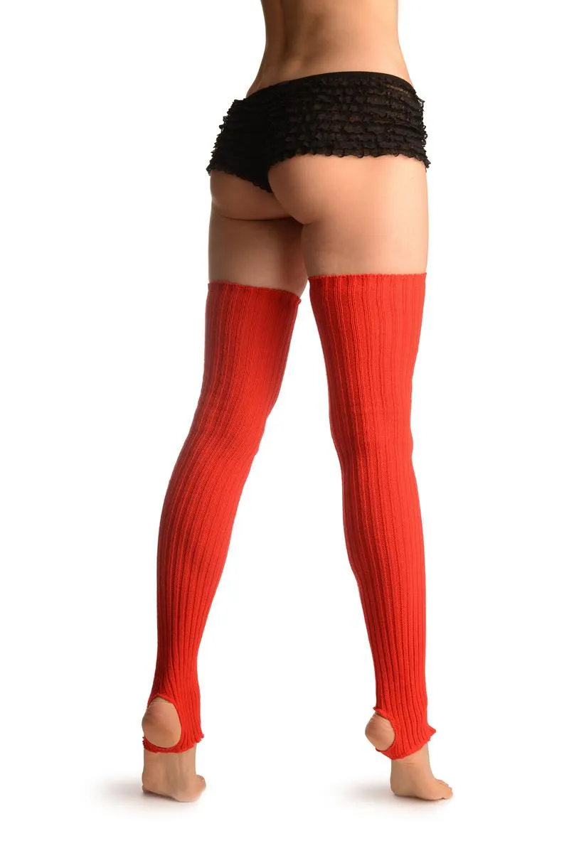 Orange Red Stirrup Dance/Ballet Leg Warmers