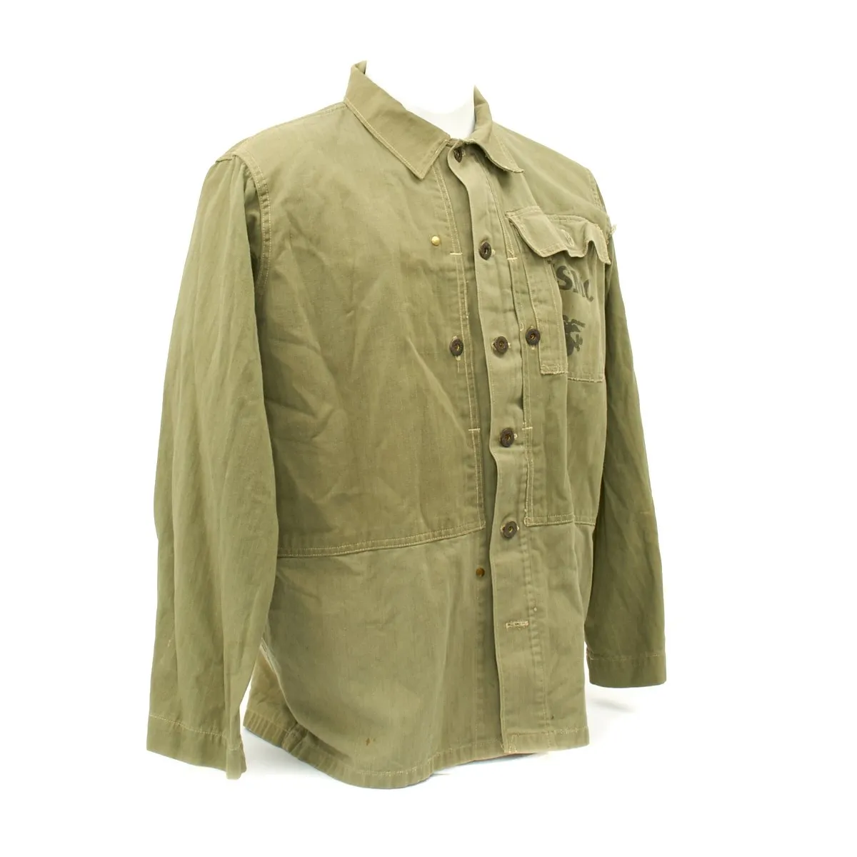 Original U.S. WWII USMC HBT Herringbone Twill P44 Combat Field Utility Jacket - Size 38