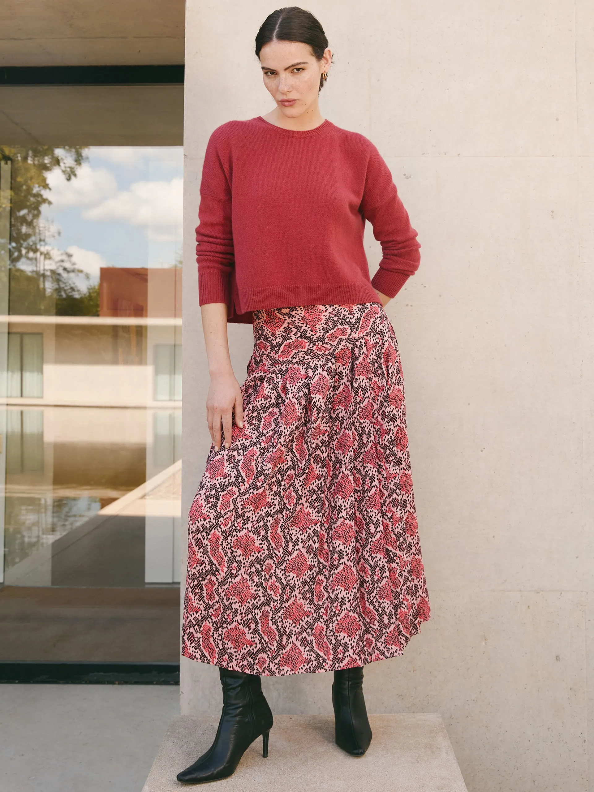 Pink snakeskin print Sienna maxi skirt