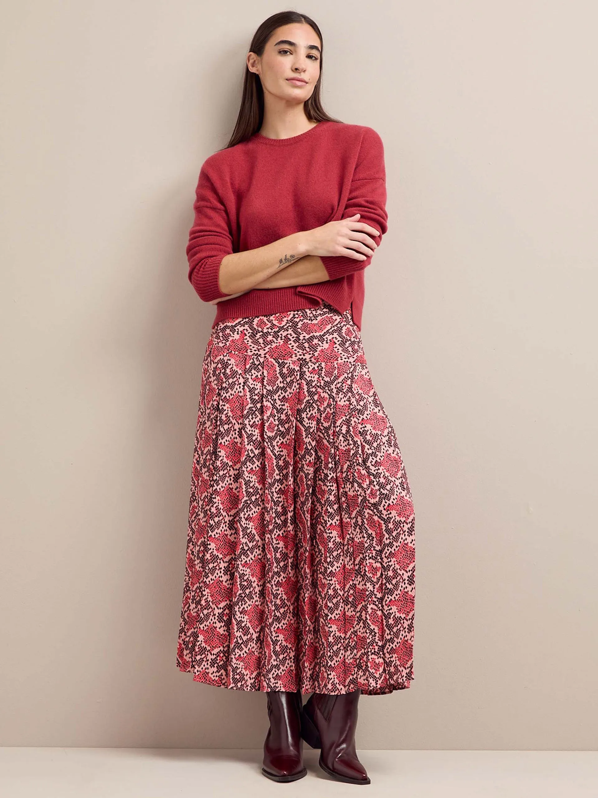 Pink snakeskin print Sienna maxi skirt