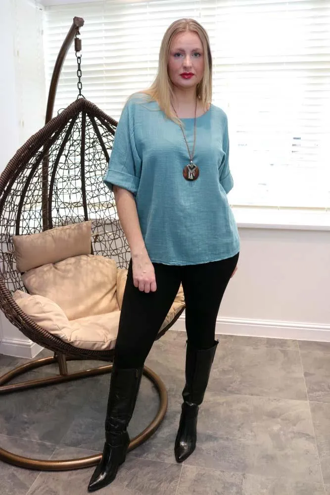 Plain Necklace Tunic Top