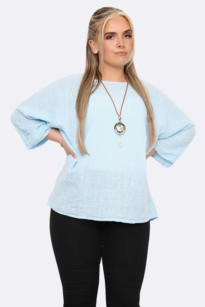 Plain Necklace Tunic Top