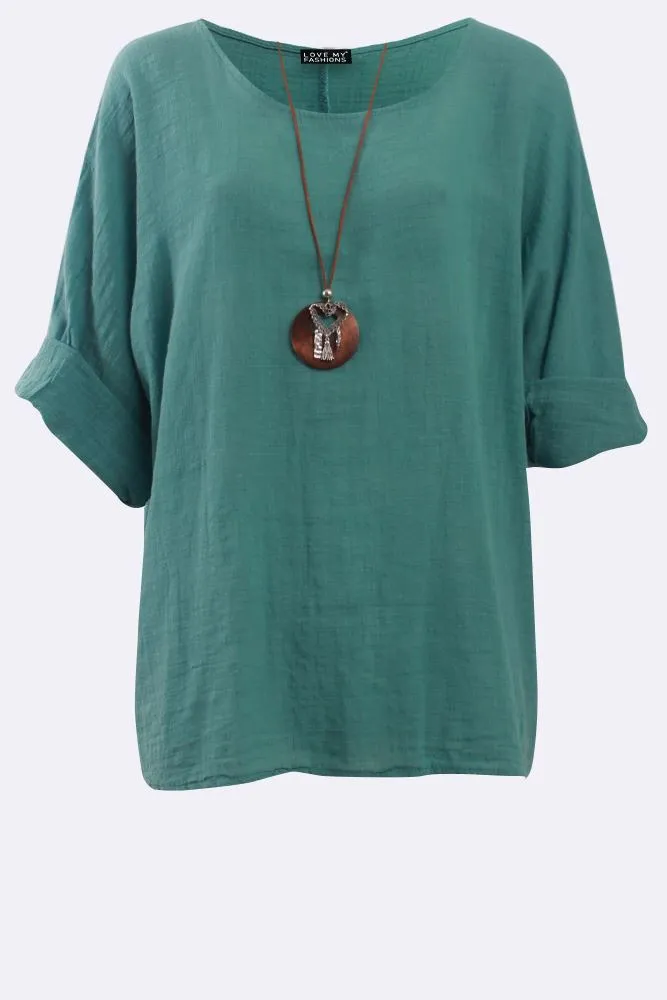 Plain Necklace Tunic Top