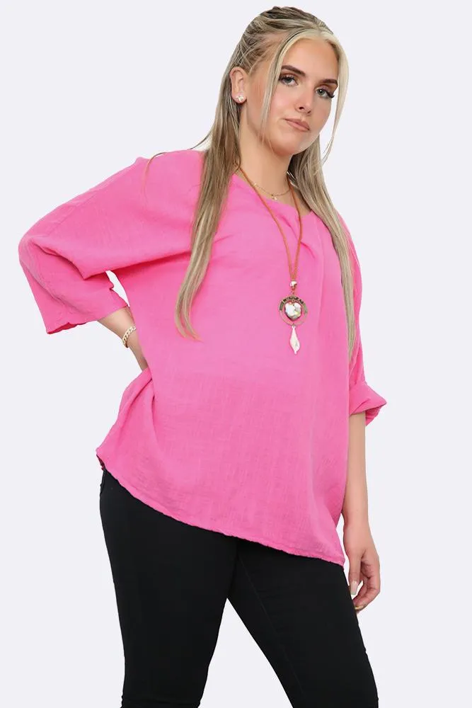 Plain Necklace Tunic Top