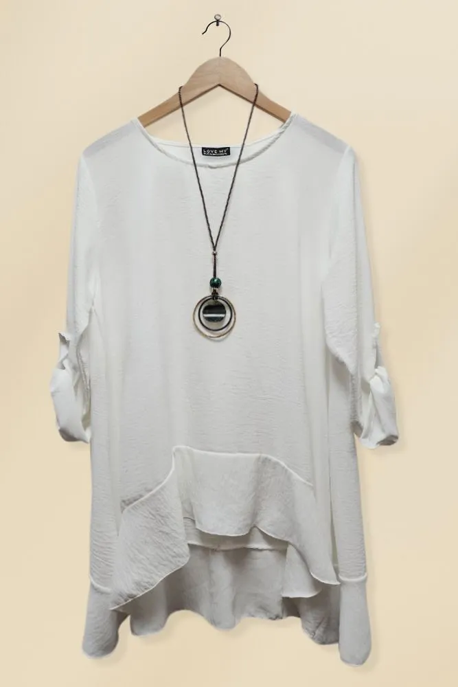 Plain Plus Size Necklace Tunic Top