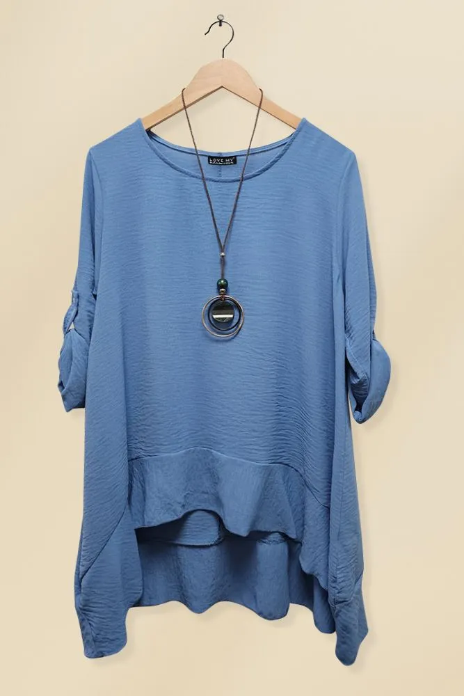 Plain Plus Size Necklace Tunic Top