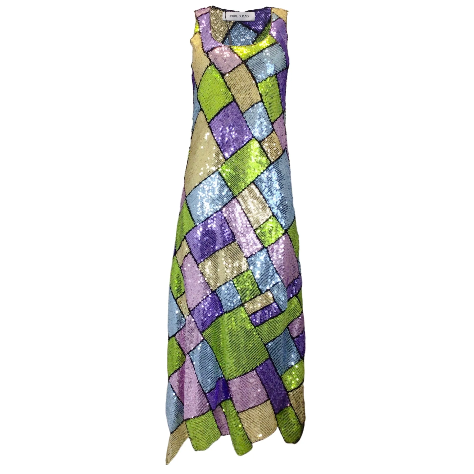 Prabal Gurung Multicolored Sequined Sleeveless Midi Dress