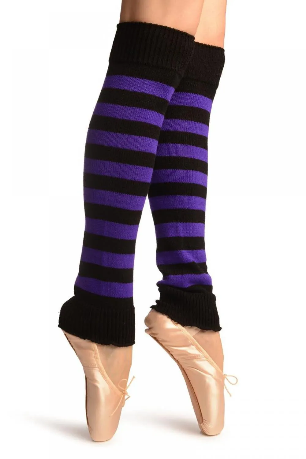 Purple & Black Stripes Dance/Ballet Leg Warmers