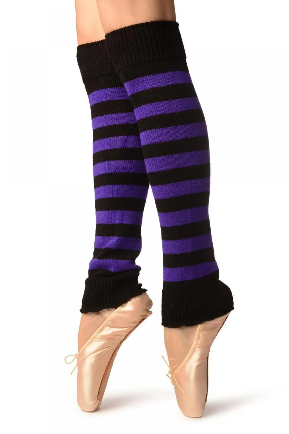 Purple & Black Stripes Dance/Ballet Leg Warmers