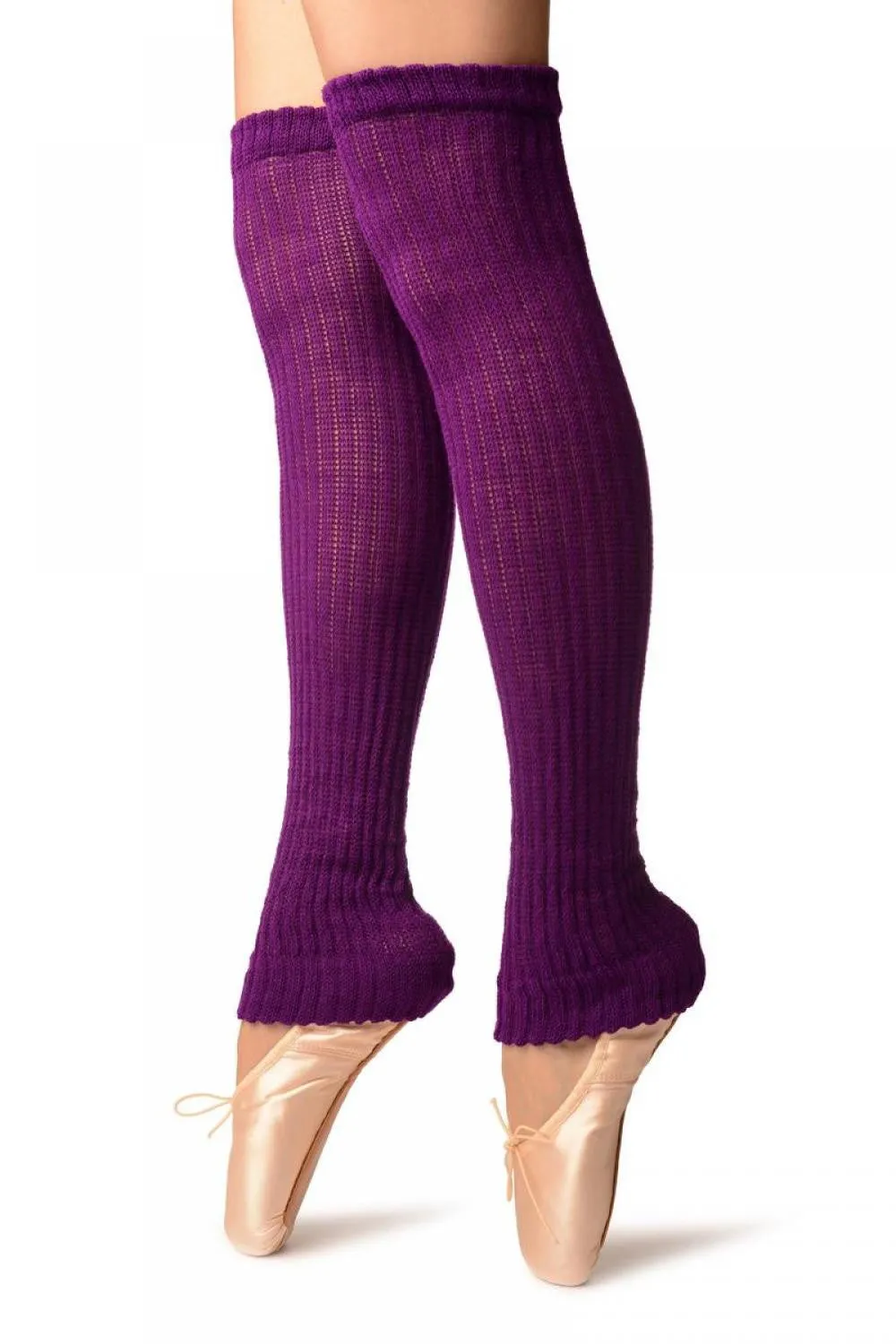 Purple Double Rib Stitch Dance/Ballet Leg Warmers