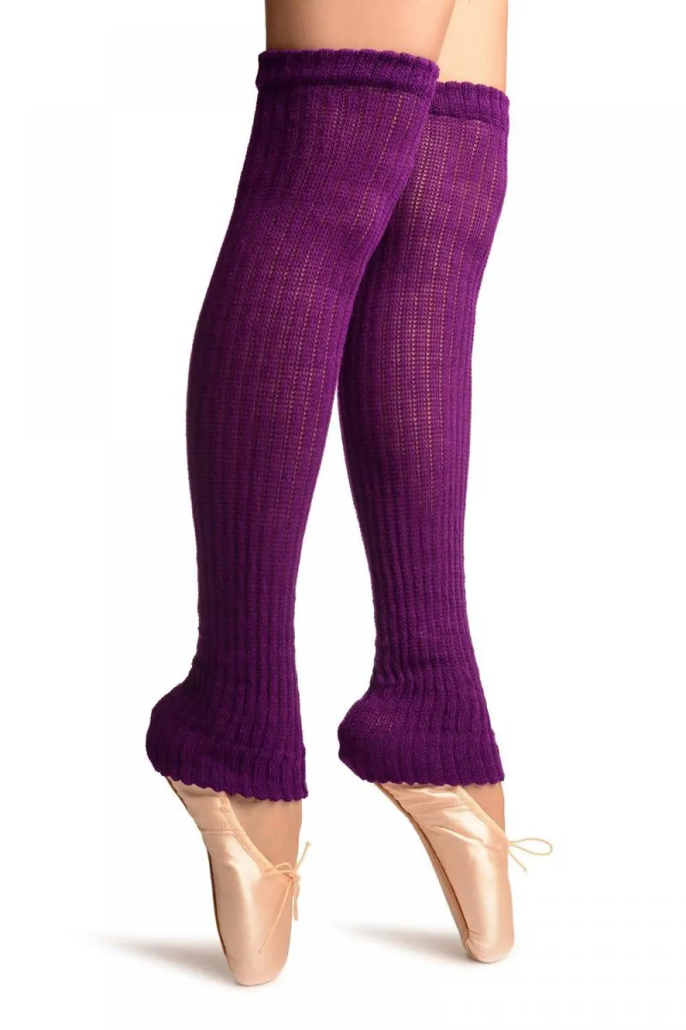 Purple Double Rib Stitch Dance/Ballet Leg Warmers