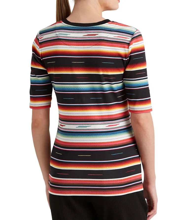 Ralph Lauren Striped Stretch Cotton Henley T-Shirt