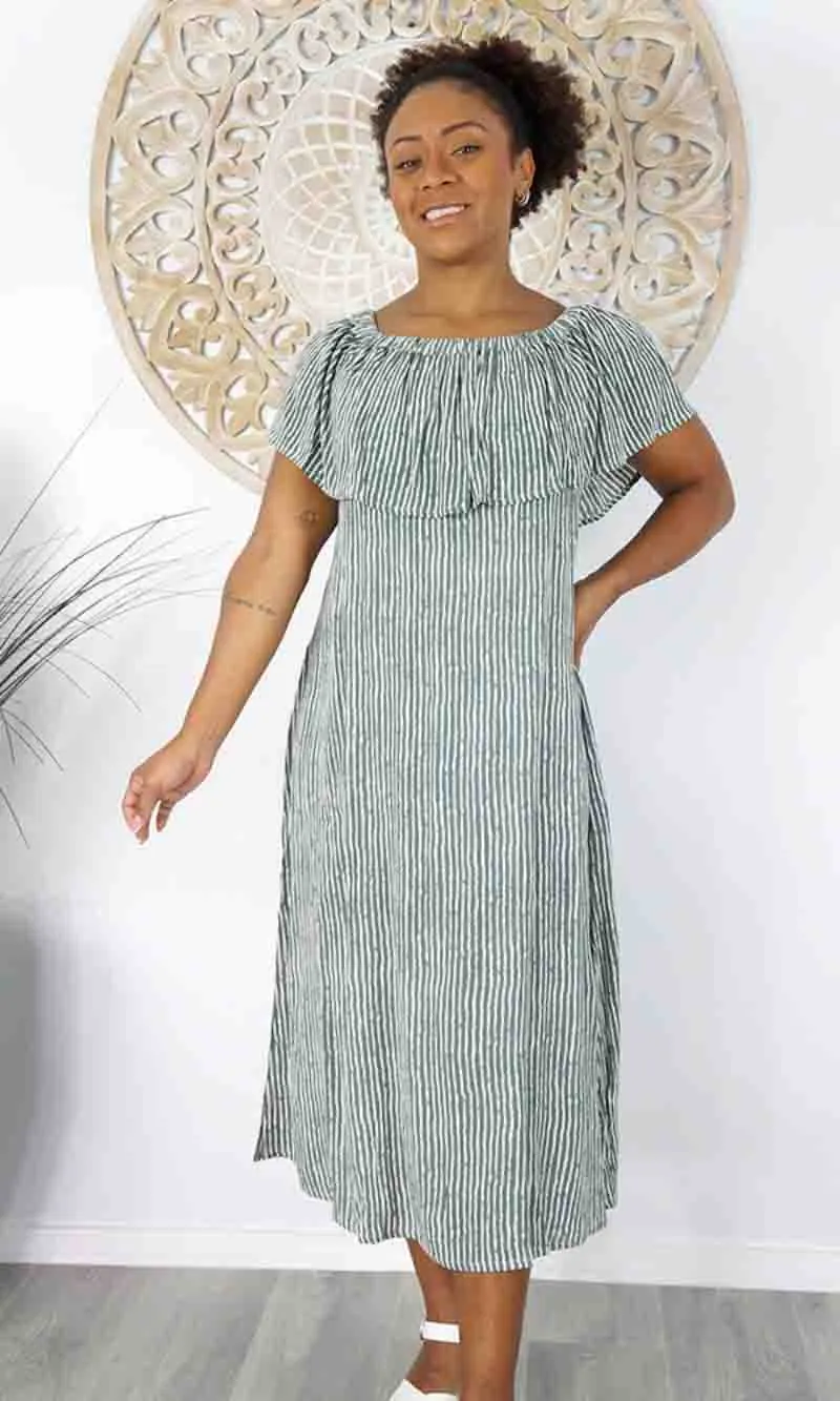 Rayon Dress Leo Stripes Grey