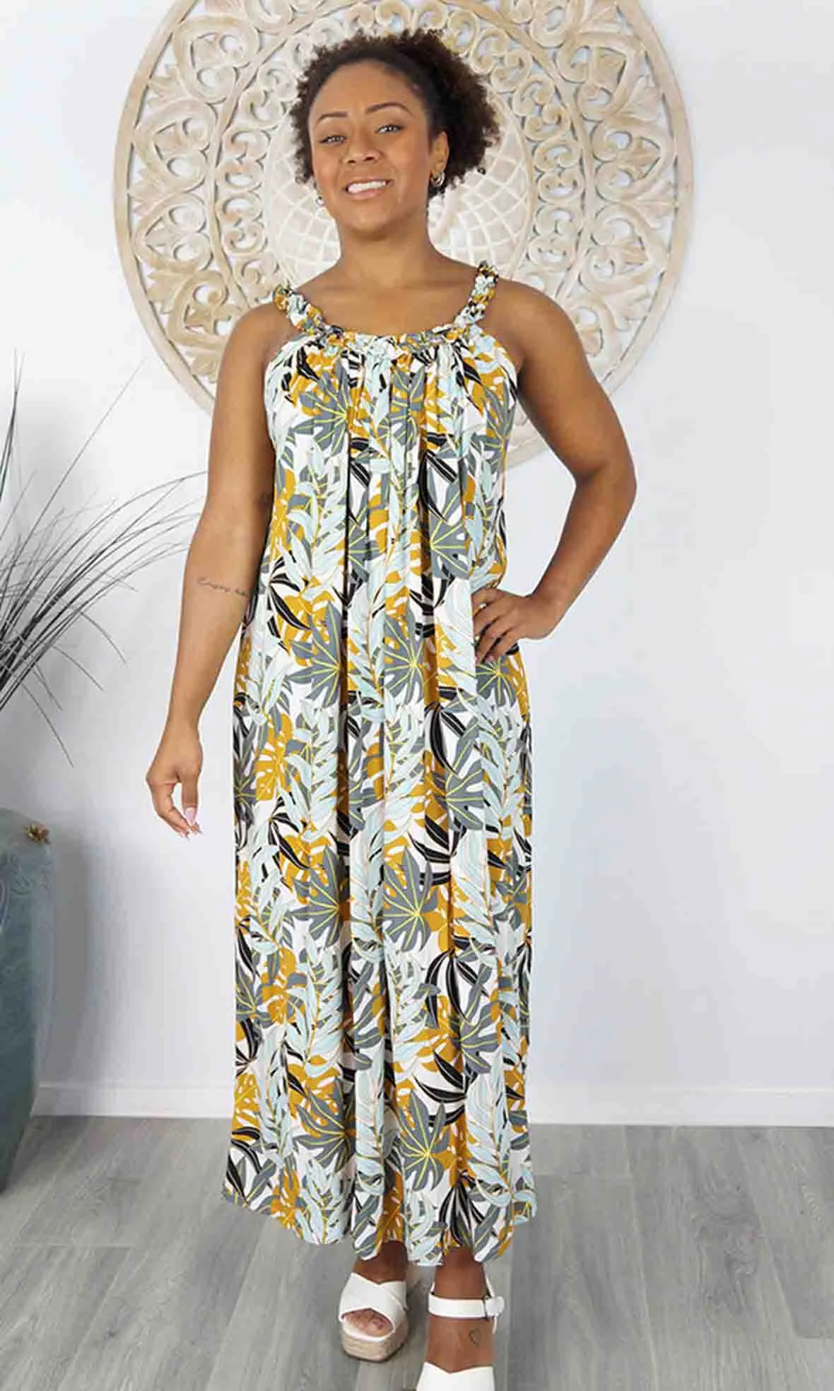 Rayon Dress Magnum Long Palm Paradise, More Colours