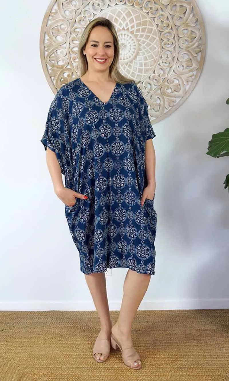 Rayon Dress Resort Katmandu Navy