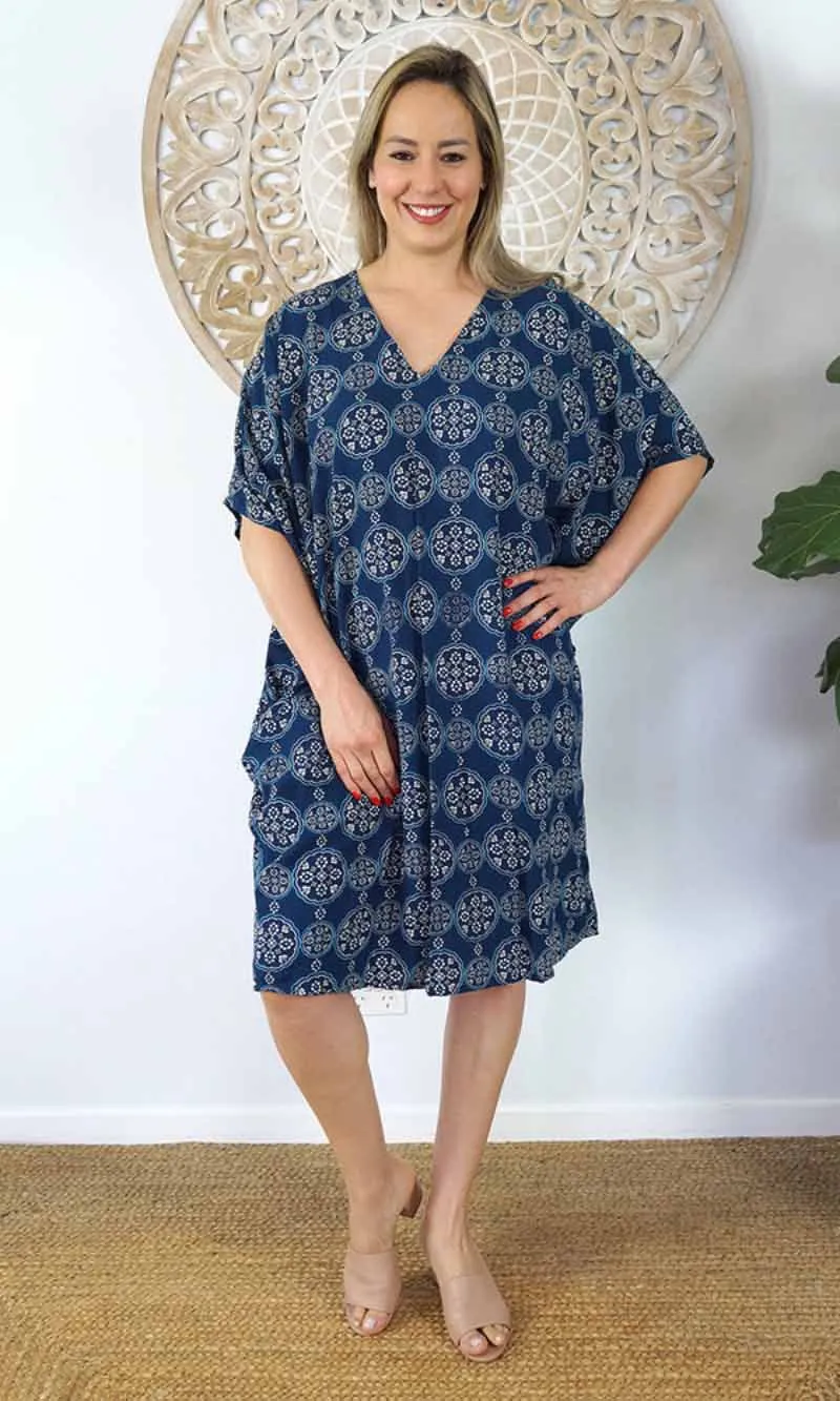 Rayon Dress Resort Katmandu Navy