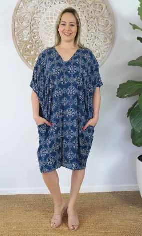 Rayon Dress Resort Katmandu Navy