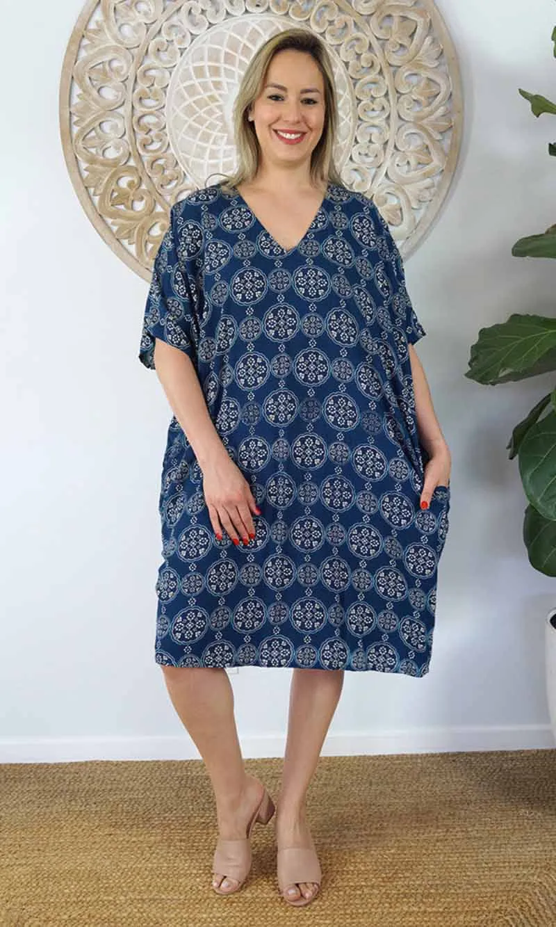 Rayon Dress Resort Katmandu Navy