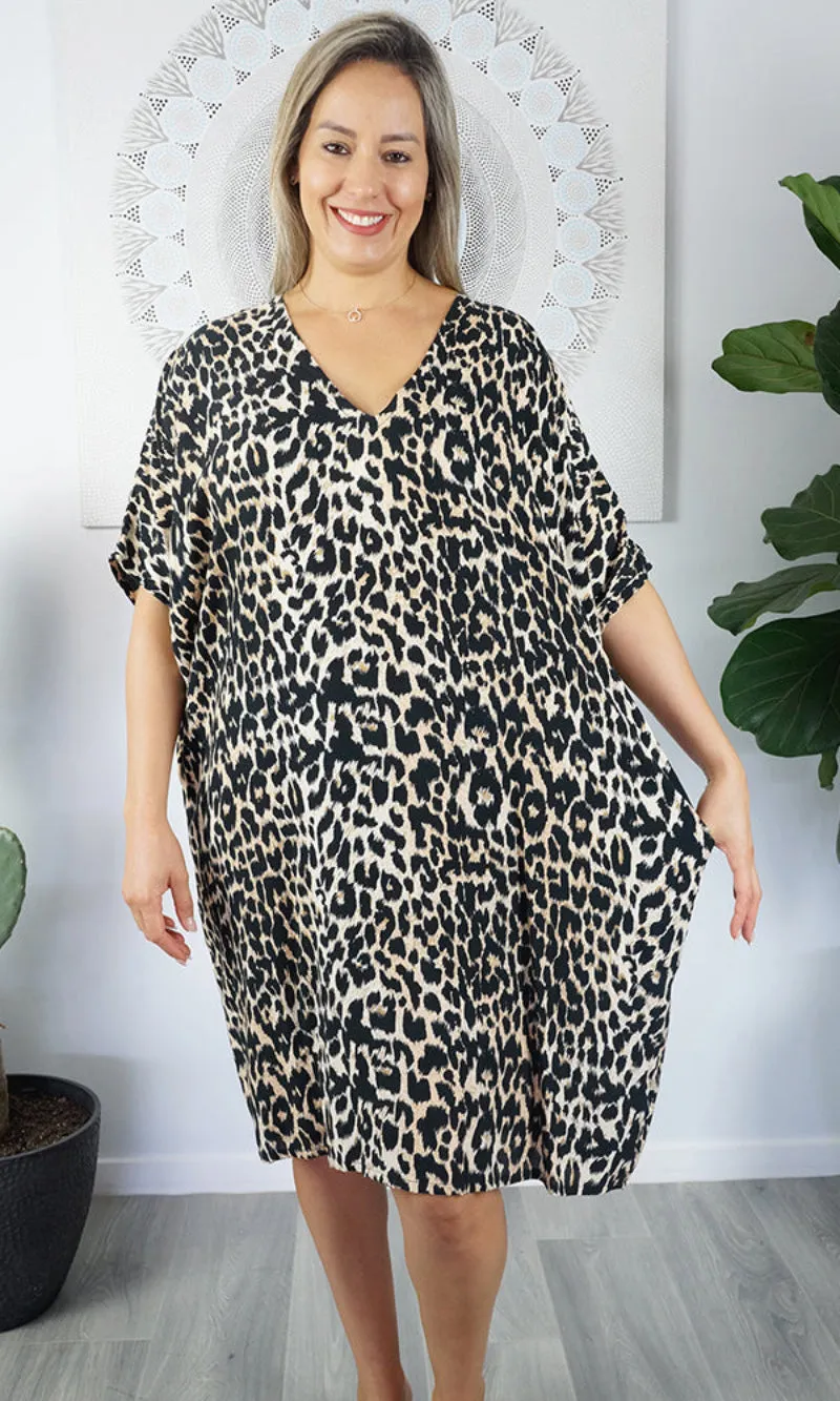 Rayon Dress Resort Leopard, More Colours