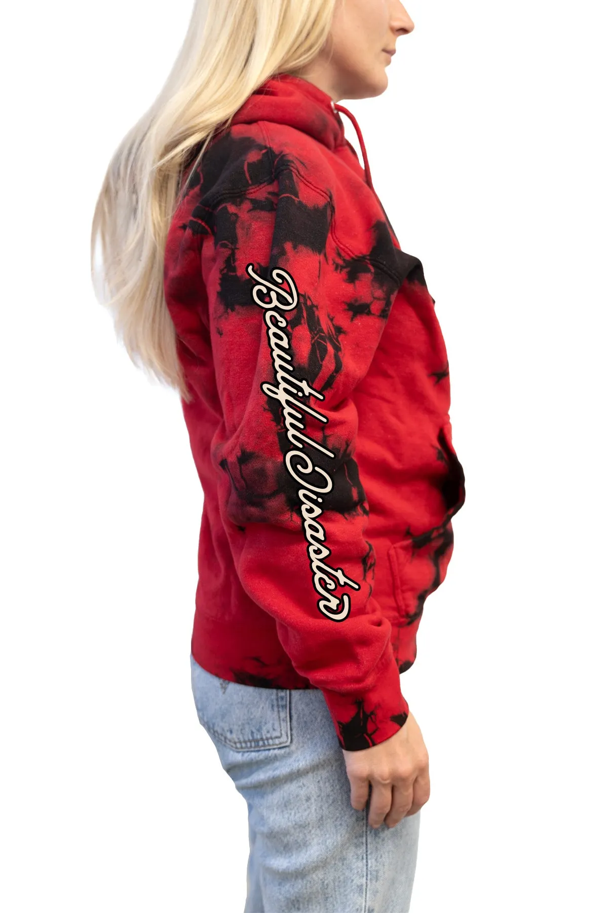 Rebel Ink Tie Dye Pullover  Hoodie - Red/Black