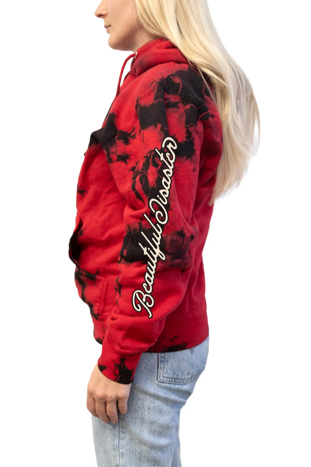 Rebel Ink Tie Dye Pullover  Hoodie - Red/Black