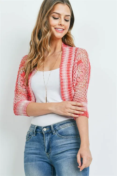 Red Crocheted Lace Bolero Shrug