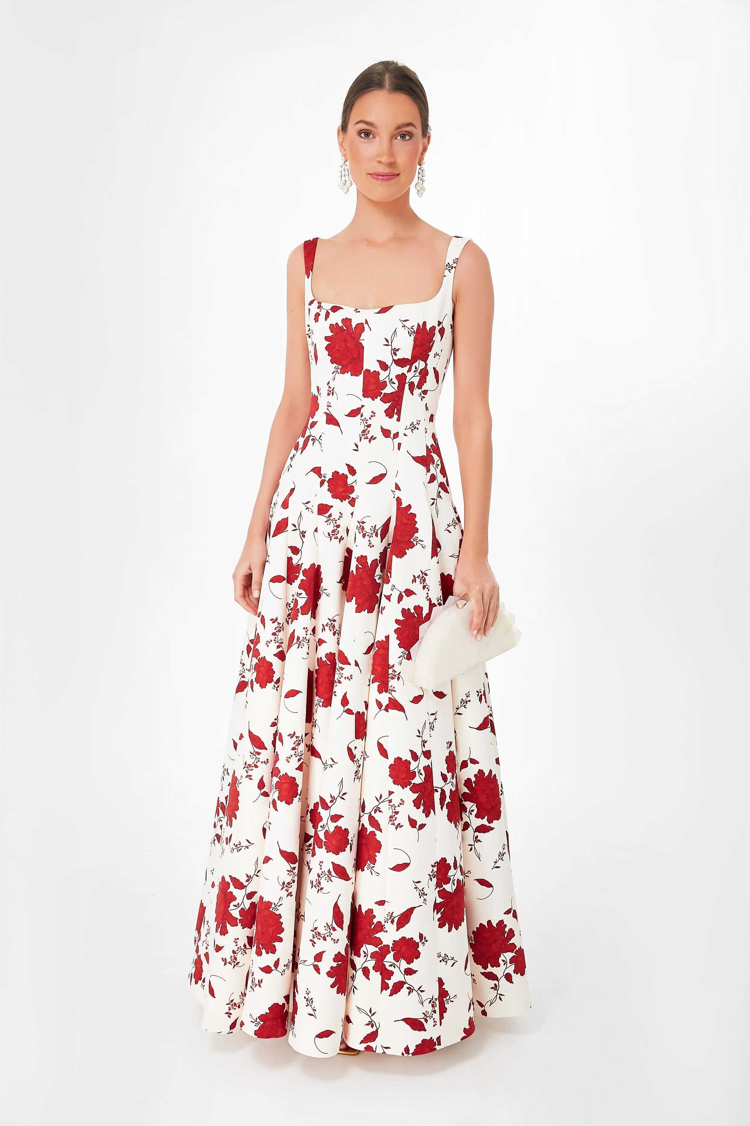 Red Rose Viri Taffeta Faille Dress