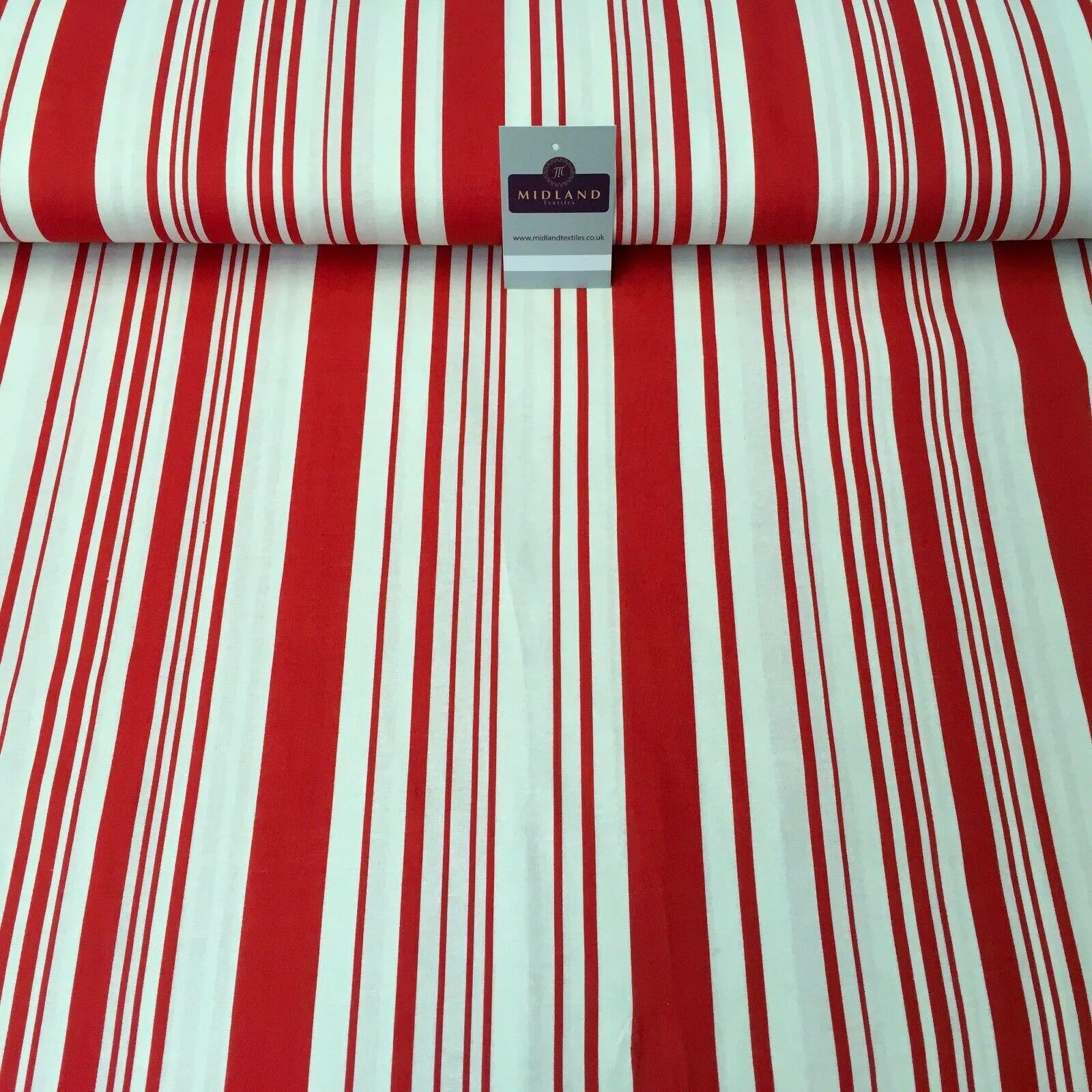 Red Striped Printed Cotton Linen Dress Fabric 150cm Wide MK1086-5