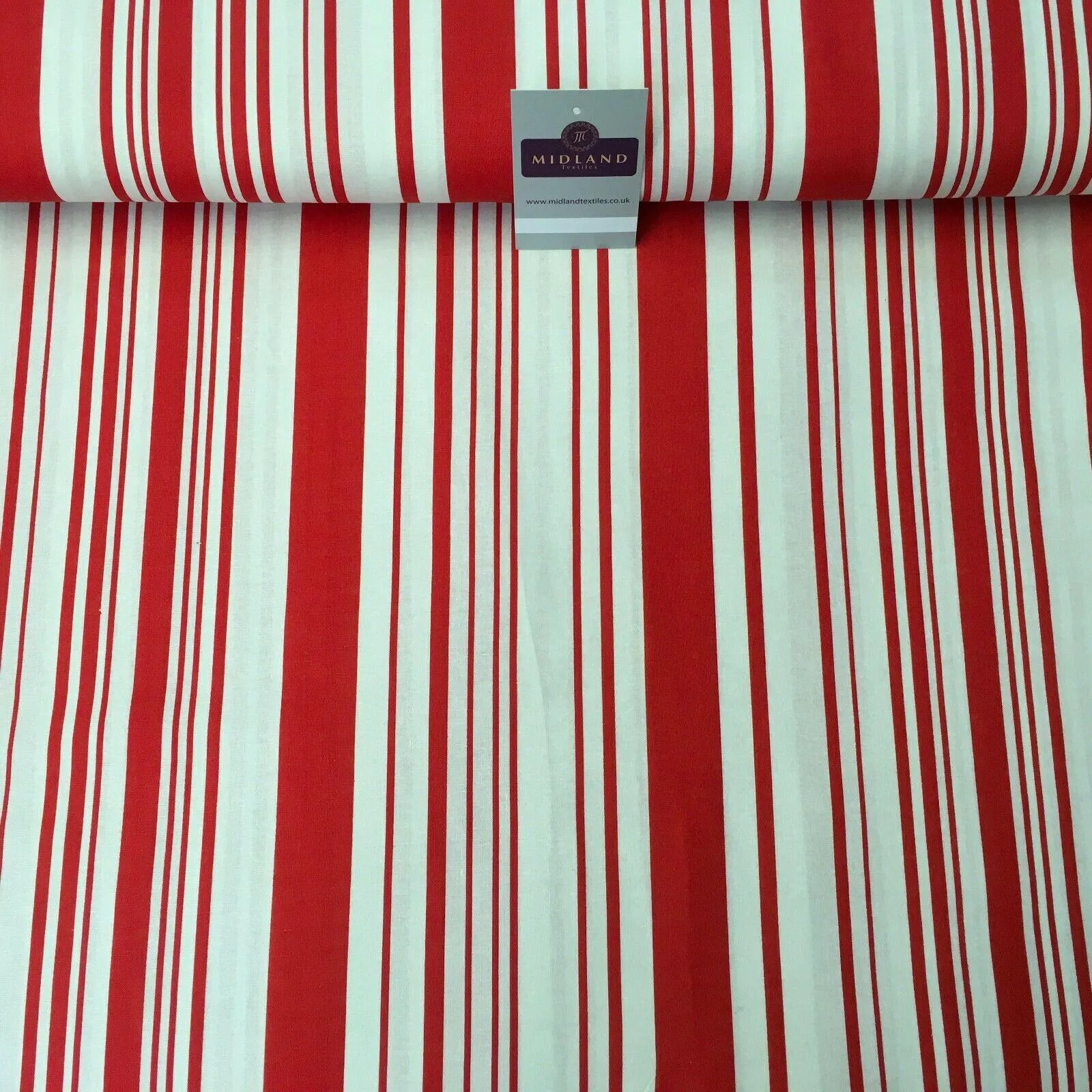 Red Striped Printed Cotton Linen Dress Fabric 150cm Wide MK1086-5