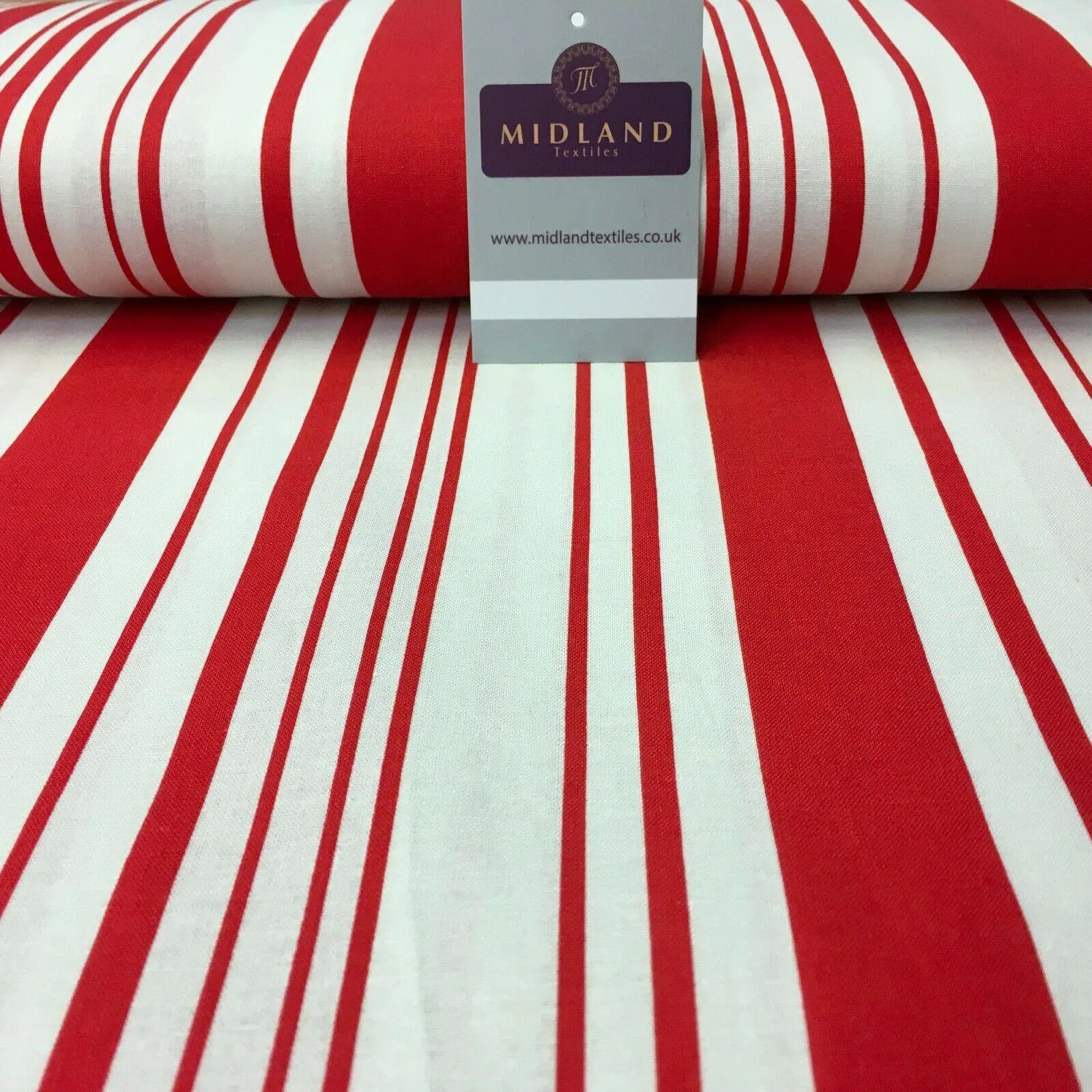 Red Striped Printed Cotton Linen Dress Fabric 150cm Wide MK1086-5