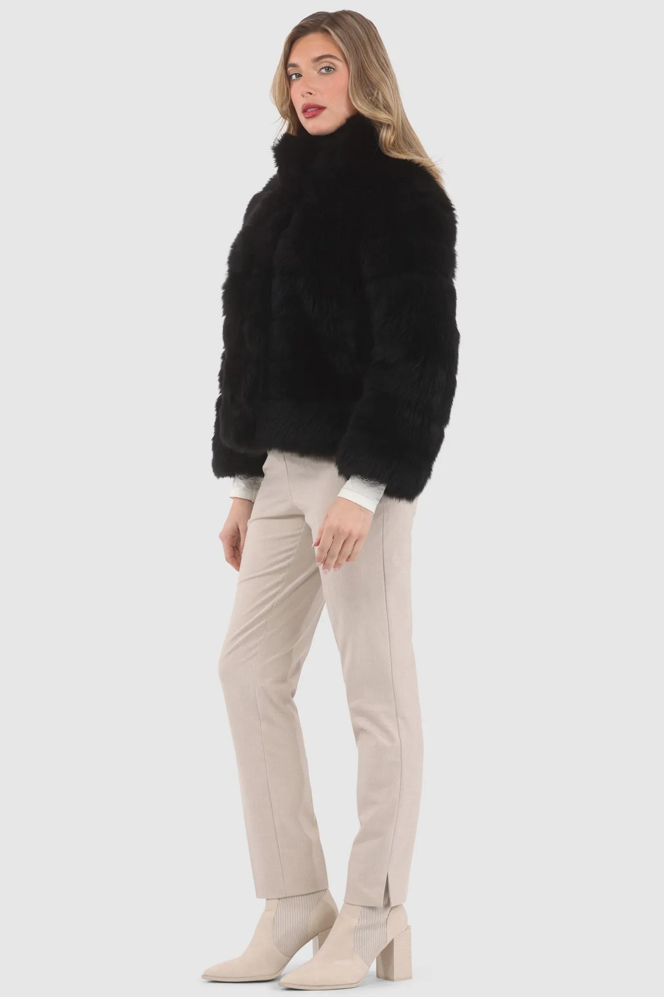 Reversible Merinillo Shearling Lamb Jacket with Cropped Sleeves