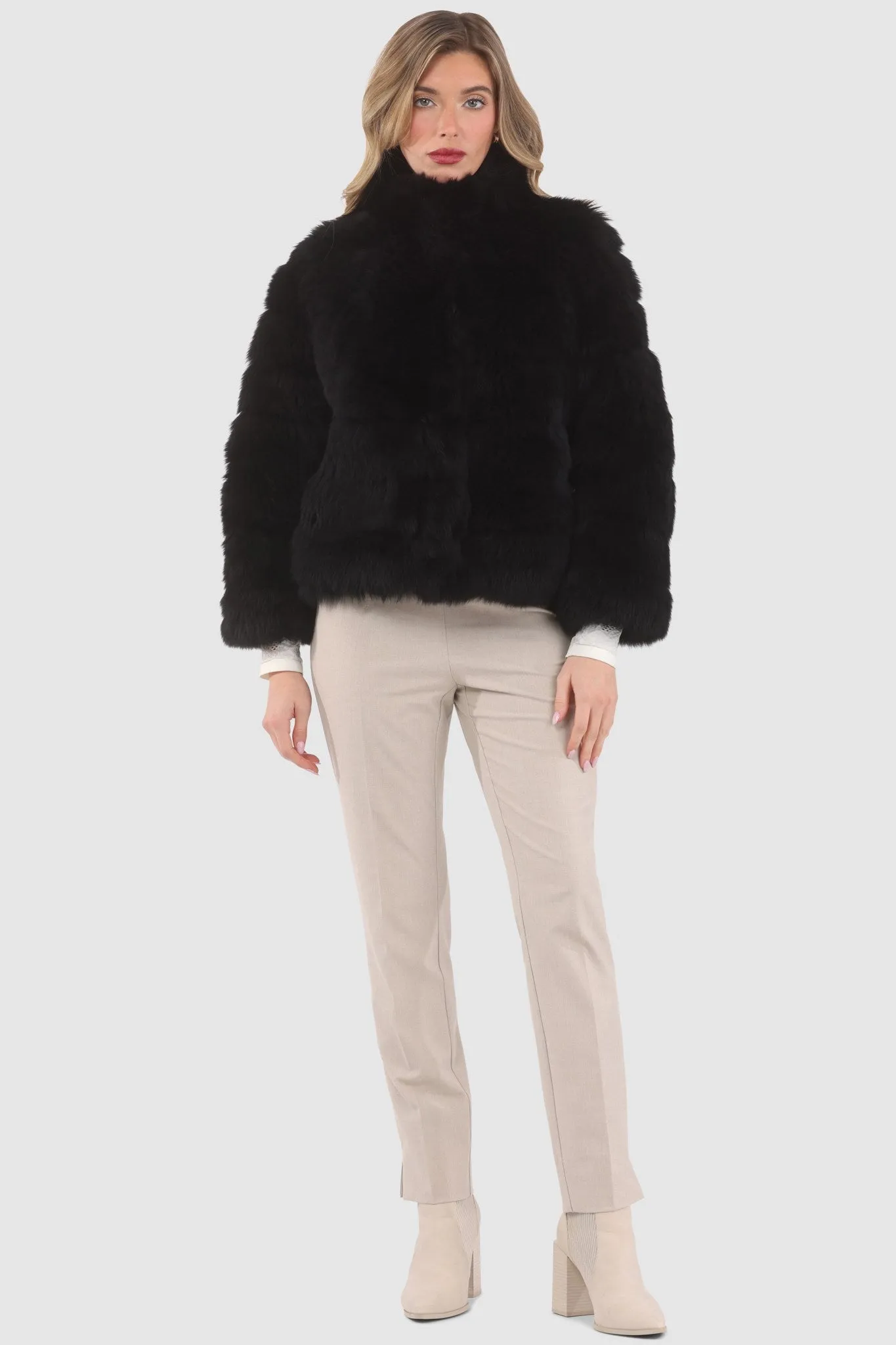 Reversible Merinillo Shearling Lamb Jacket with Cropped Sleeves