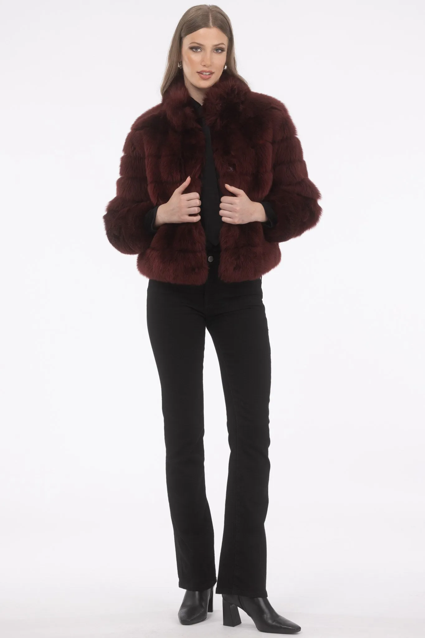 Reversible Merinillo Shearling Lamb Jacket with Cropped Sleeves