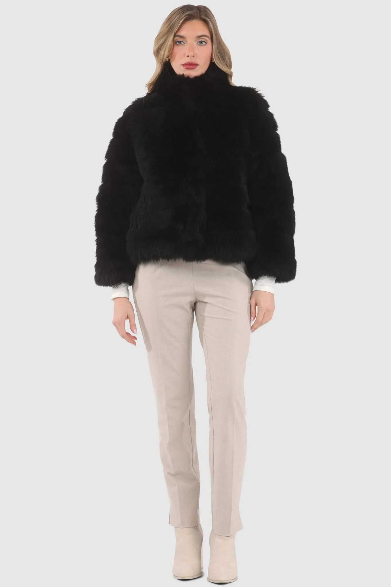 Reversible Merinillo Shearling Lamb Jacket with Cropped Sleeves