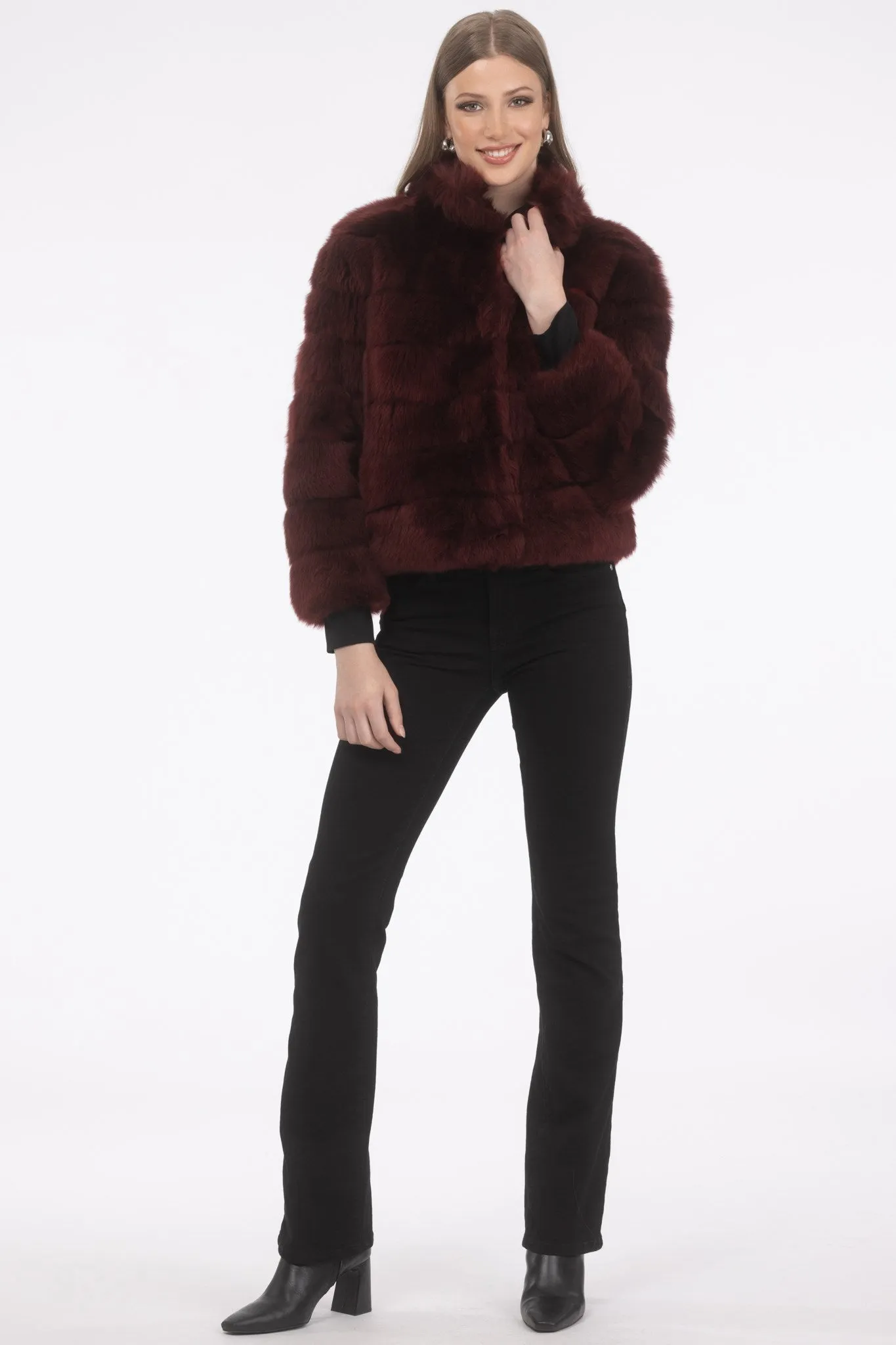 Reversible Merinillo Shearling Lamb Jacket with Cropped Sleeves