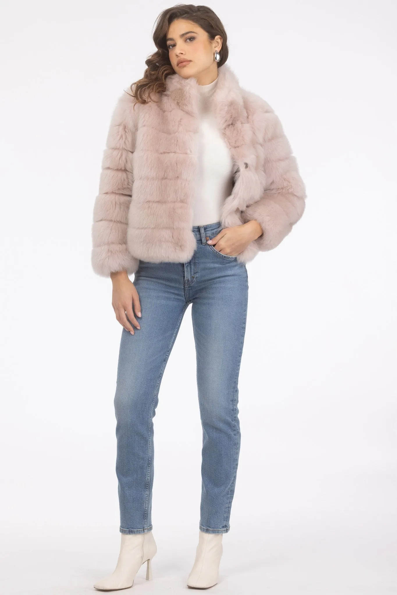 Reversible Merinillo Shearling Lamb Jacket with Cropped Sleeves