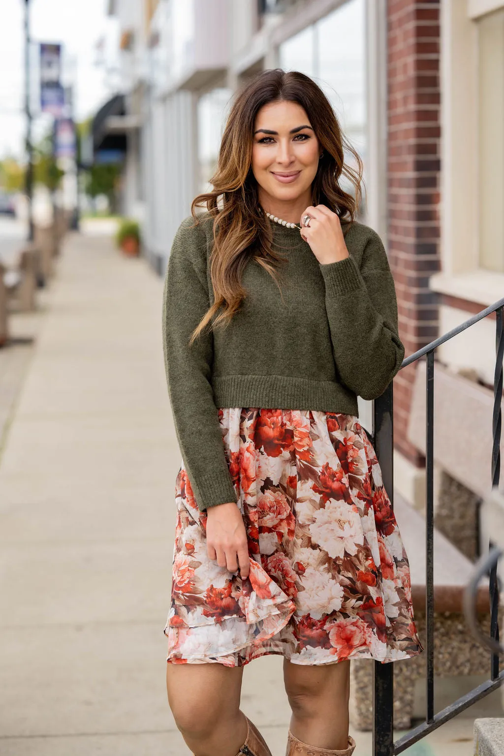 Rose Buds Faux Layered Dress