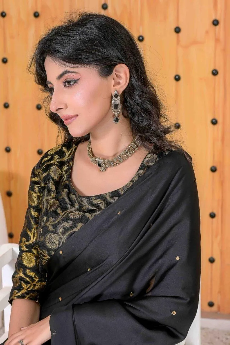 Ruby Couture - NISHA - Saree - 3 Piece - Cotton & Silk - Black